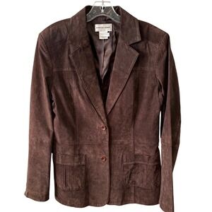 Newport News Women's Vintage Brown Suede Blazer in Size 14